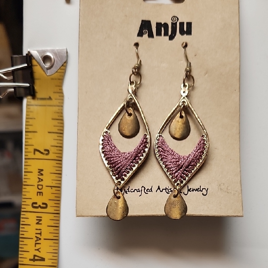 Anju Jewelry Gold And Pink Dangle Earrings